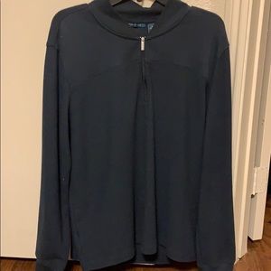 Navy blue quarter zipped long sleeve sweater